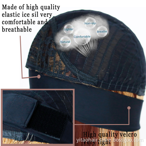 Blend Wigs Long Straight Mix Brown and Blonde Hair Synthetic Hair Wigs for Women Headband Wig